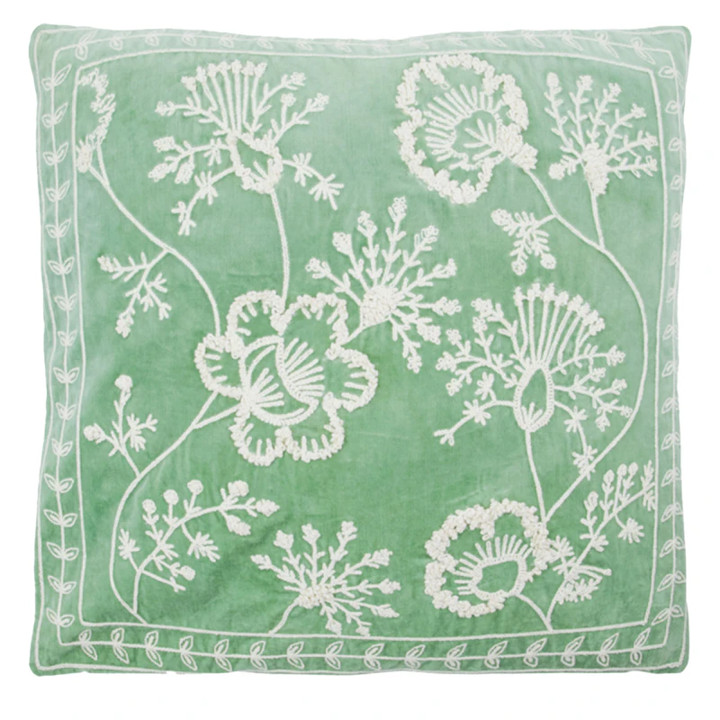 Mano Kissenbezug 50x50 cm, Altweiß / Mint Green