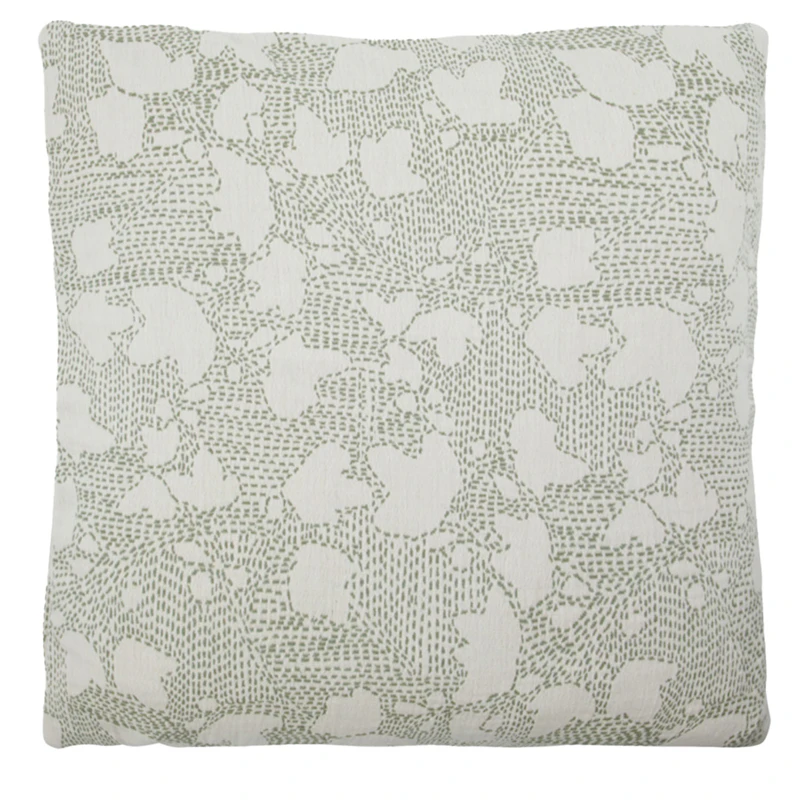 Mori Kissenbezug Altweiß / Khaki, 50x50 cm