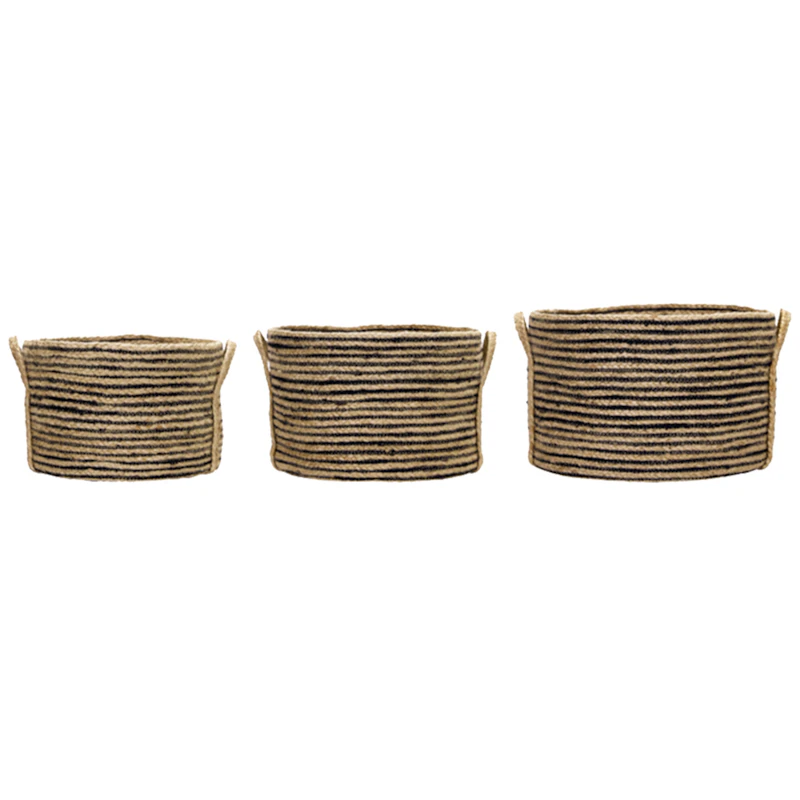 Dungi Ablagekorb 3-er Set, Schwarz/Natur