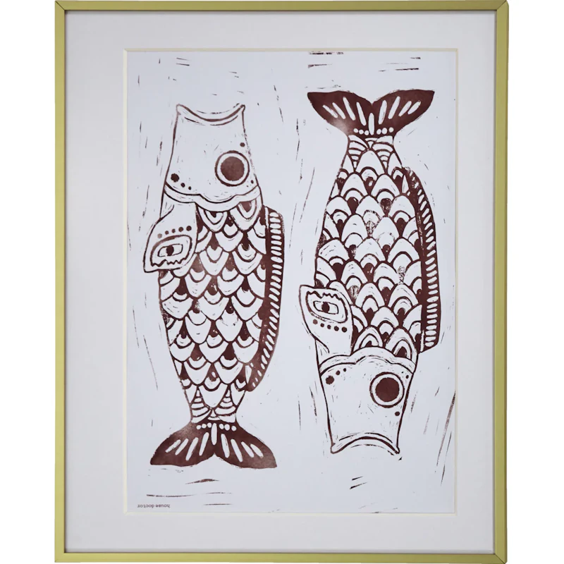 HDFish Gemälde 40x50 cm, Burgunderrot