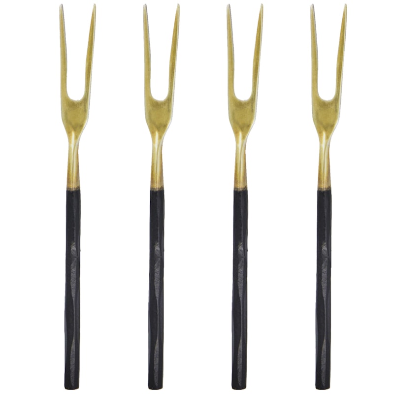 Aufschnittgabel 4-er Set, Altmessingfarben