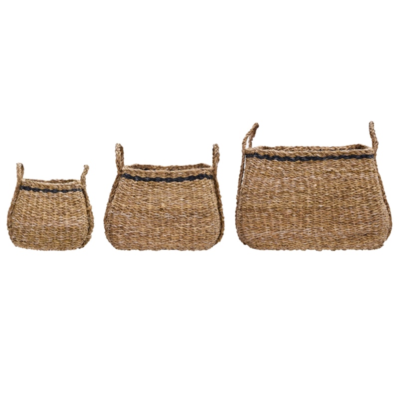 Laine Ablagekorb 3-er Set, Schwarz/Natur