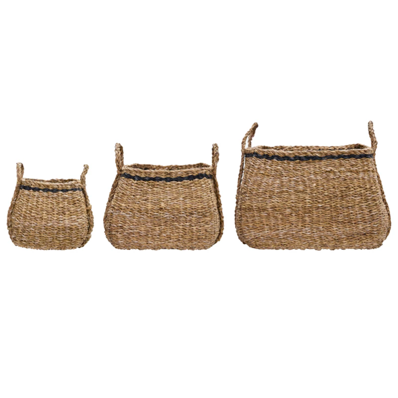 Laine Ablagekorb 3-er Set, Schwarz/Natur