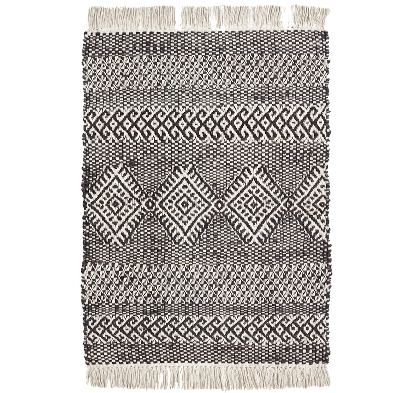 Ethnic Teppich 60x90 cm, Schwarz/Natur