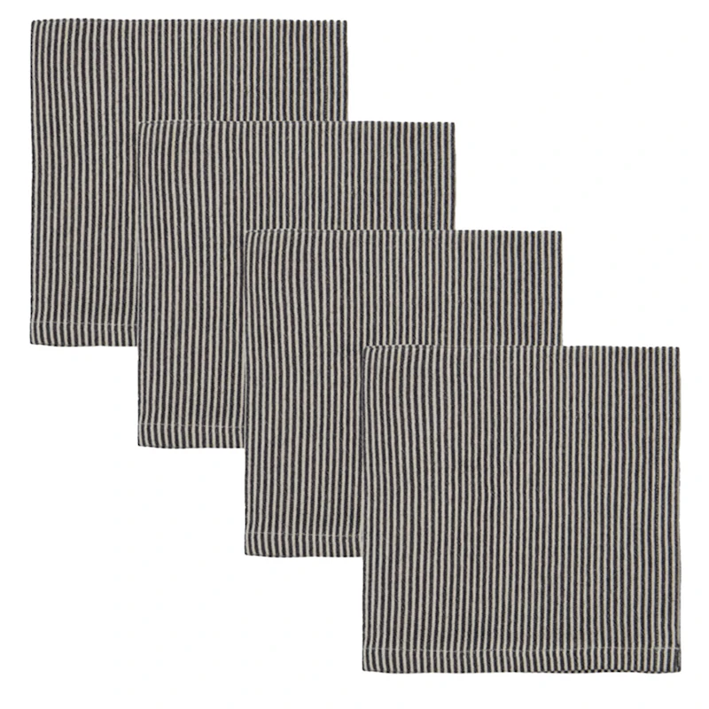 Block Serviette 40x40 cm 4-er Set, Schwarz / Sand