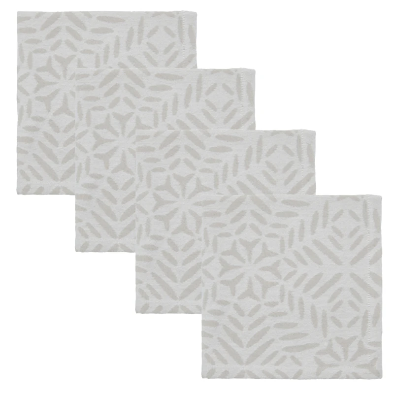 Clip Serviette 40x40 cm 4-er Set, Grau / Weiß