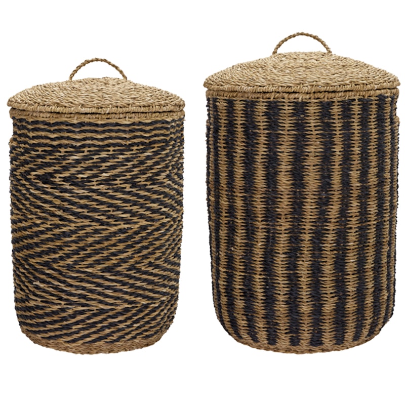Cesto Ablagekorb 2-er Set, Schwarz/Natur