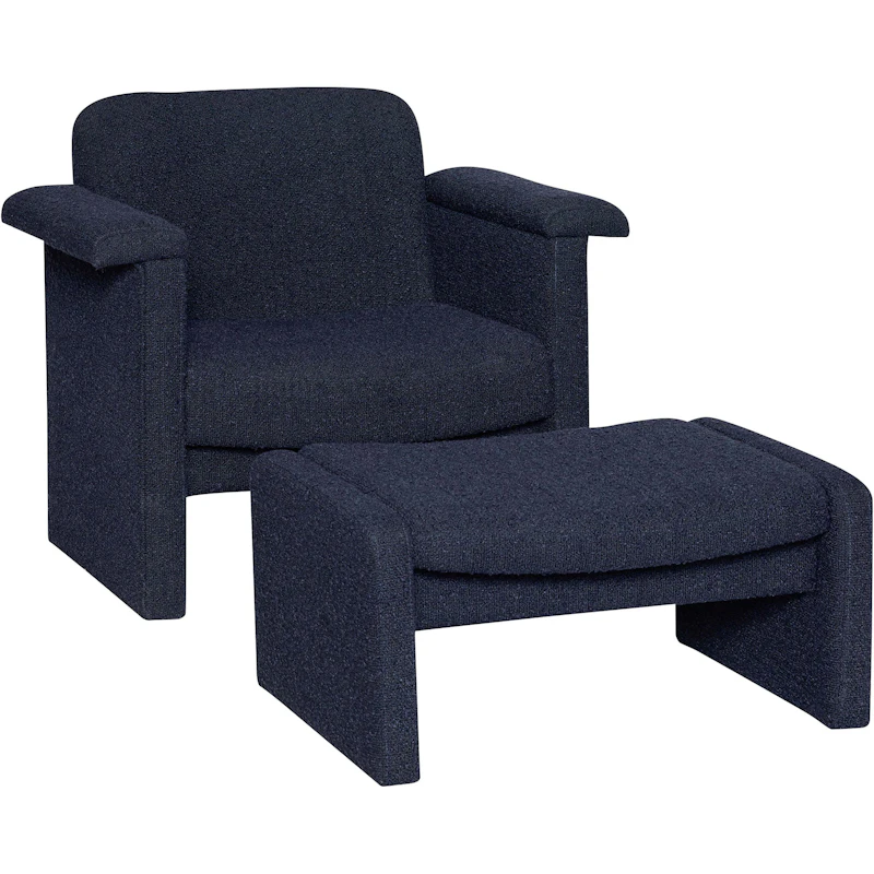 Softy Sessel Mit Fußhocker, Dunkelblau