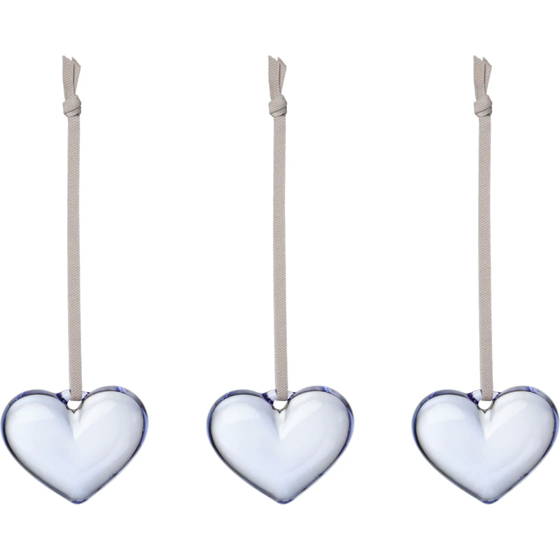 Glasherz 50 mm 3-er Set, Clear Blue