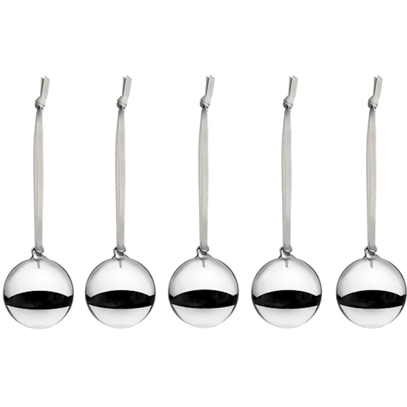 Weihnachtskugel 40 mm 5-er Set, Silber