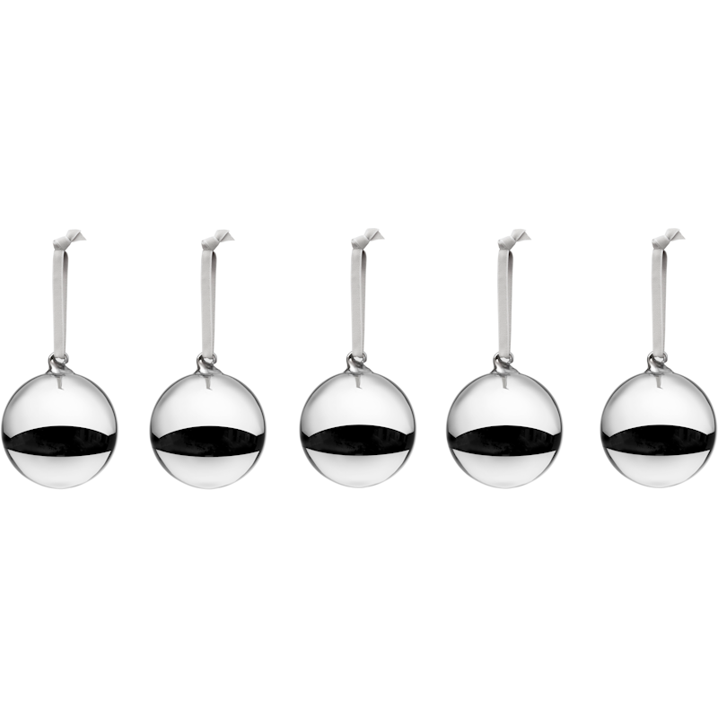 Weihnachtskugel 80 mm 5-er Set, Silber