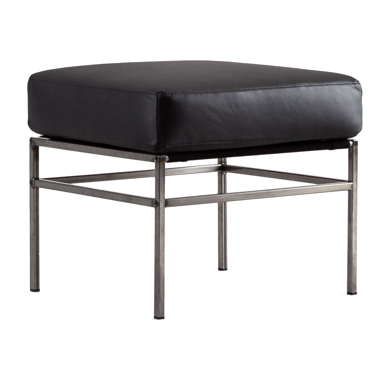 Seventy Five Fußhocker Leder, Challenger Black | RoyalDesign.de