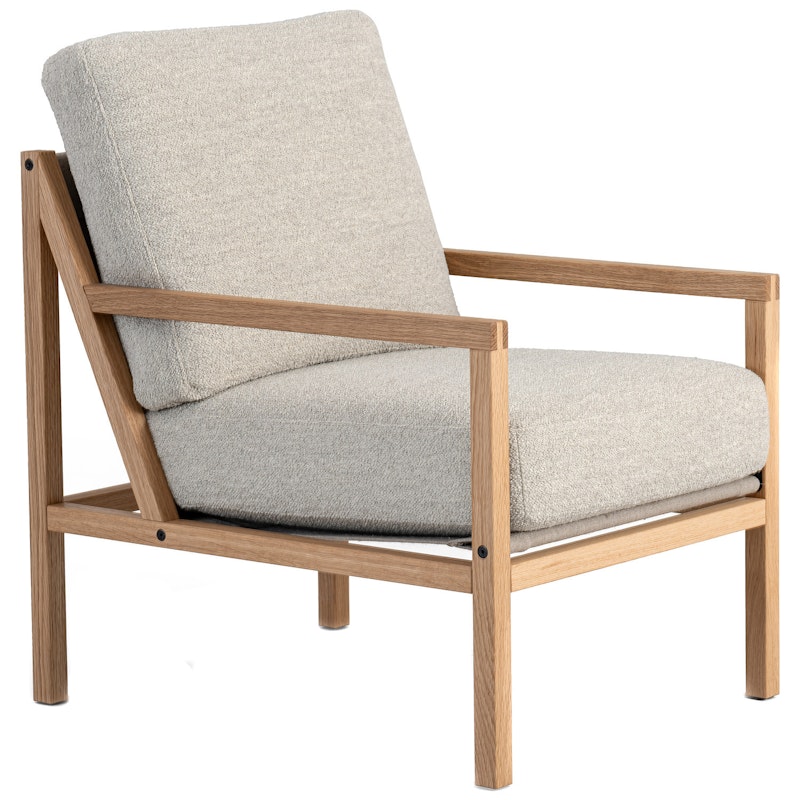 Seventy Five Wood Sessel, Eiche / Bouclé-Stoff Sand