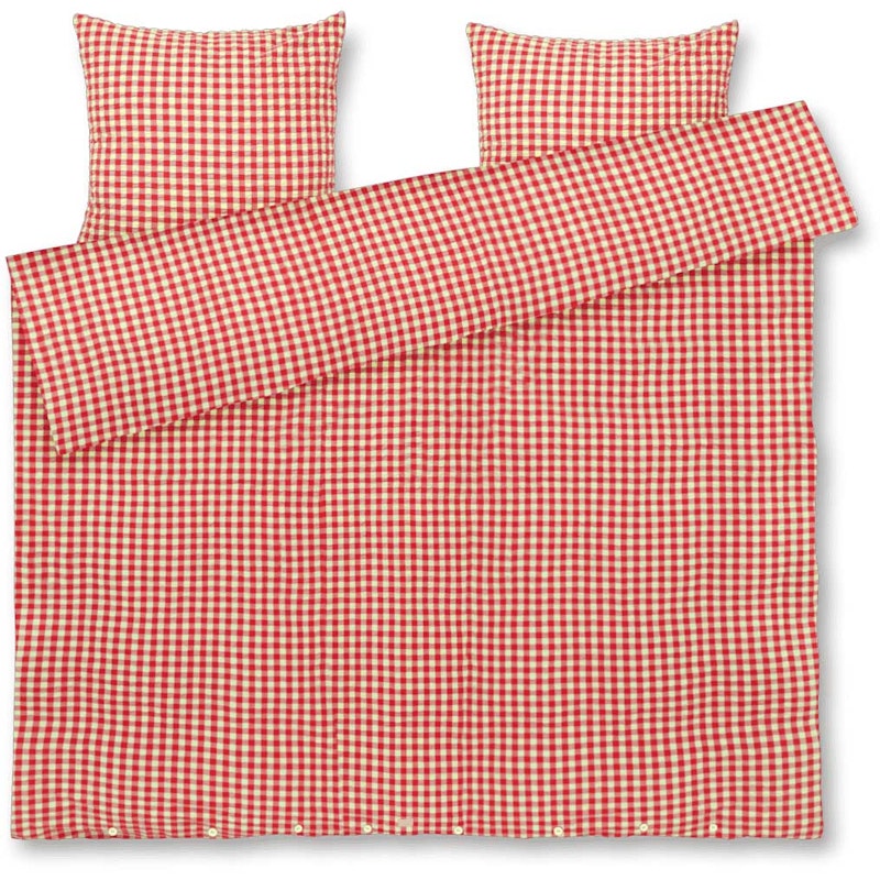 Bæk & Bølge Bettbezug-Set 220x220 + 50x60 cm, Rot / Gelb