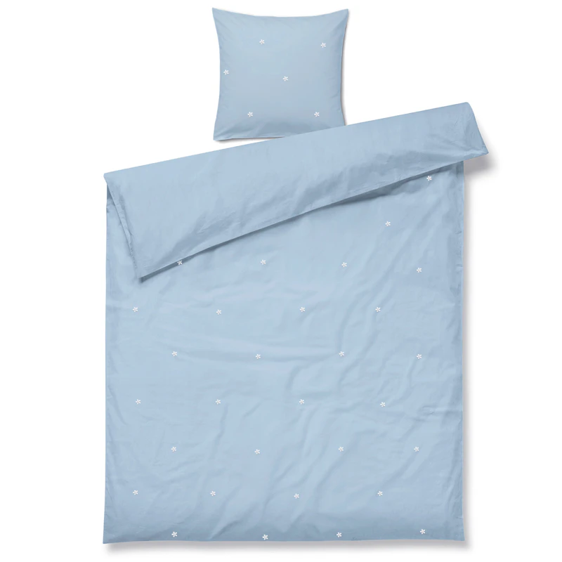 Juna Bettbezug-Set 140x220 cm + 60x63 cm, Hellblau