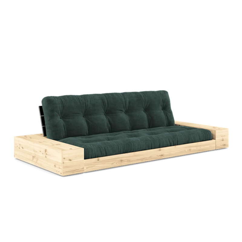 Base Sofa Bed With Side Box & 5-Layer Mattress Black Night/Seaweed