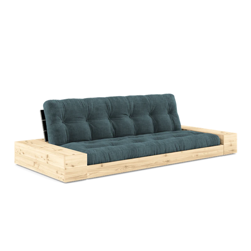 Base Sofa Bed With Side Box & 5-Layer Mattress Black Night/Pale Blue