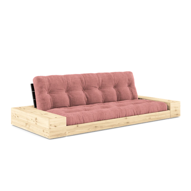Base Sofa Bed With Side Box & 5-Layer Mattress Black Night/Sorbet Pink
