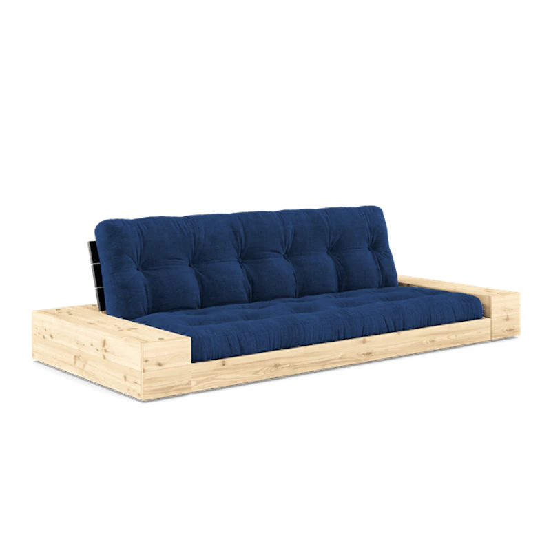 Base Sofa Bed With Side Box & 5-Layer Mattress Black Night/Royal Blue