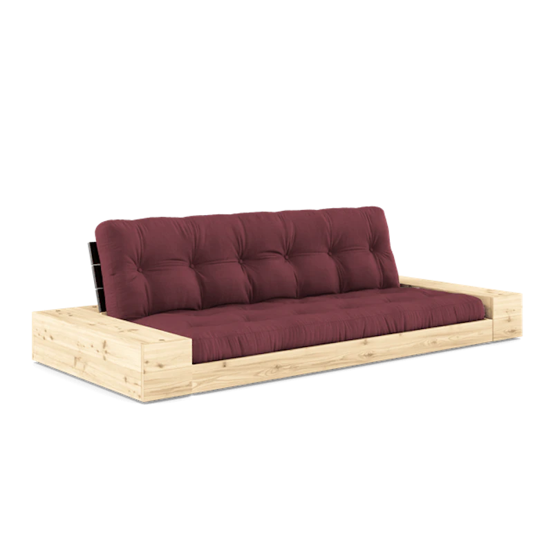 Base Sofa Bed With Side Box & 5-Layer Mattress Black Night/Bordeaux