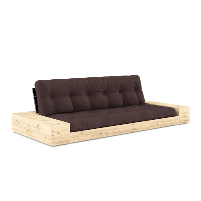 Base Sofa Bed With Side Box & 5-Layer Mattress Black Night/ Brown