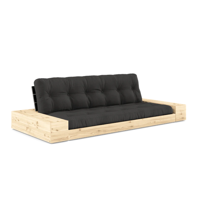 Base Sofa Bed With Side Box & 5-Layer Mattress Black Night/Dark Grey