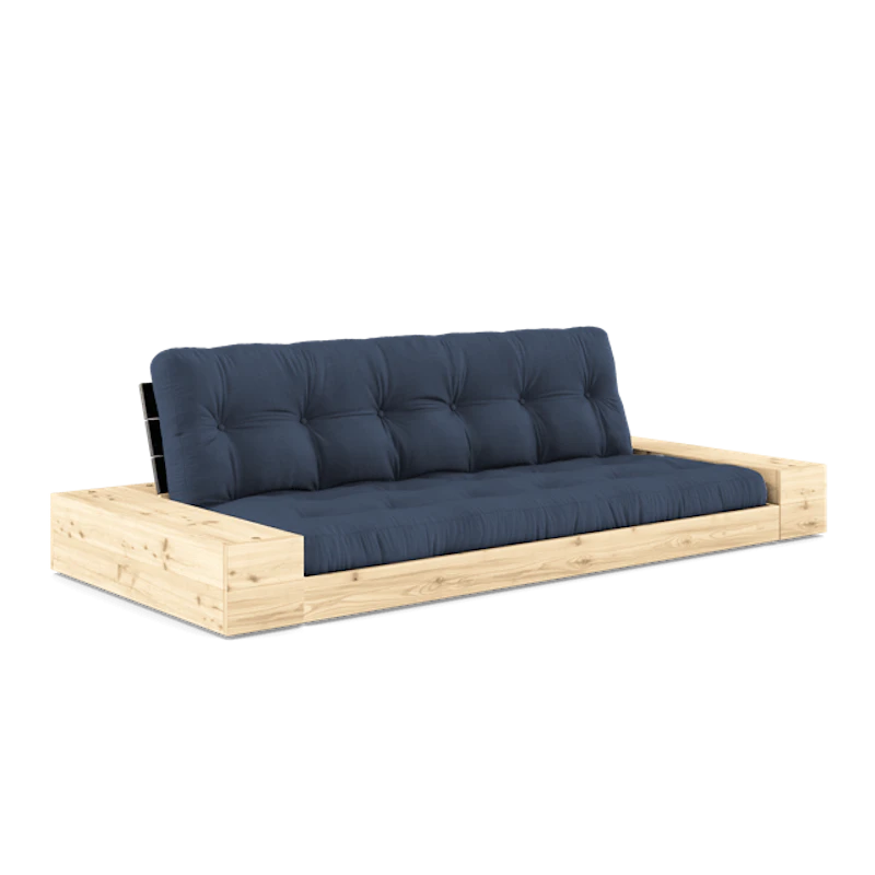 Base Sofa Bed With Side Box & 5-Layer Mattress Black Night/Navy