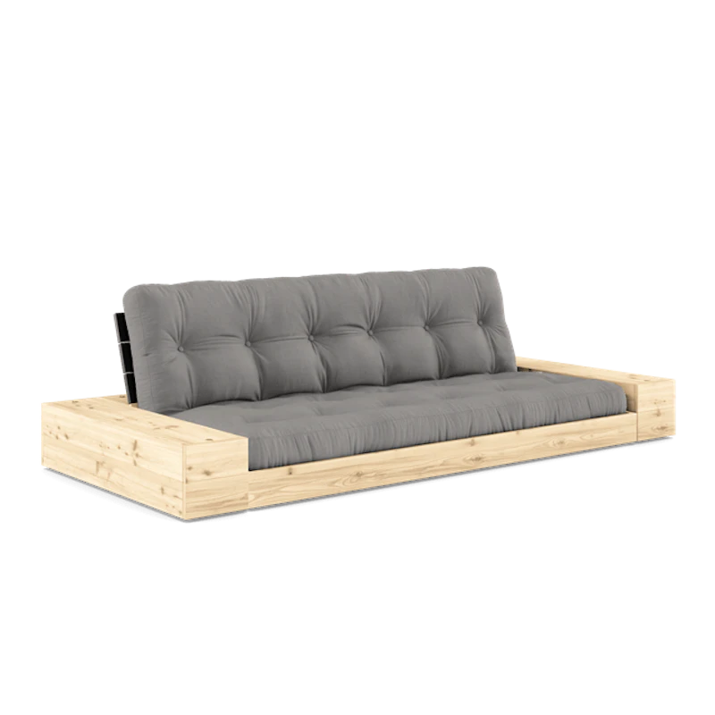 Base Sofa Bed With Side Box & 5-Layer Mattress Black Night/ Gray