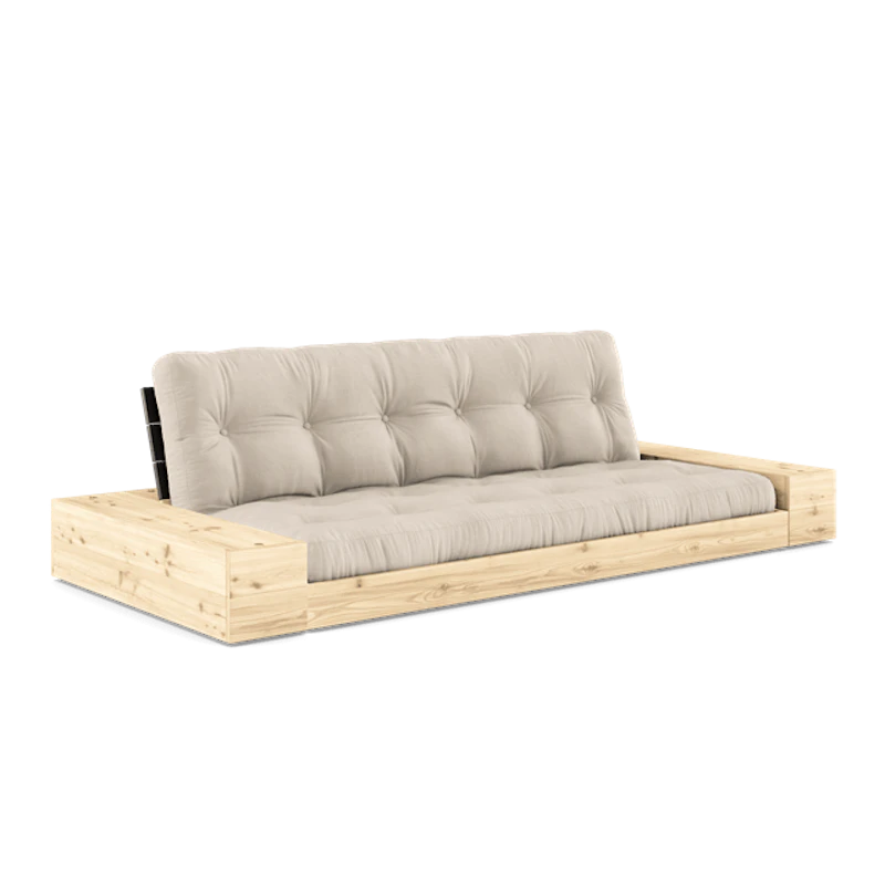 Base Sofa Bed With Side Box & 5-Layer Mattress Black Night/ Beige