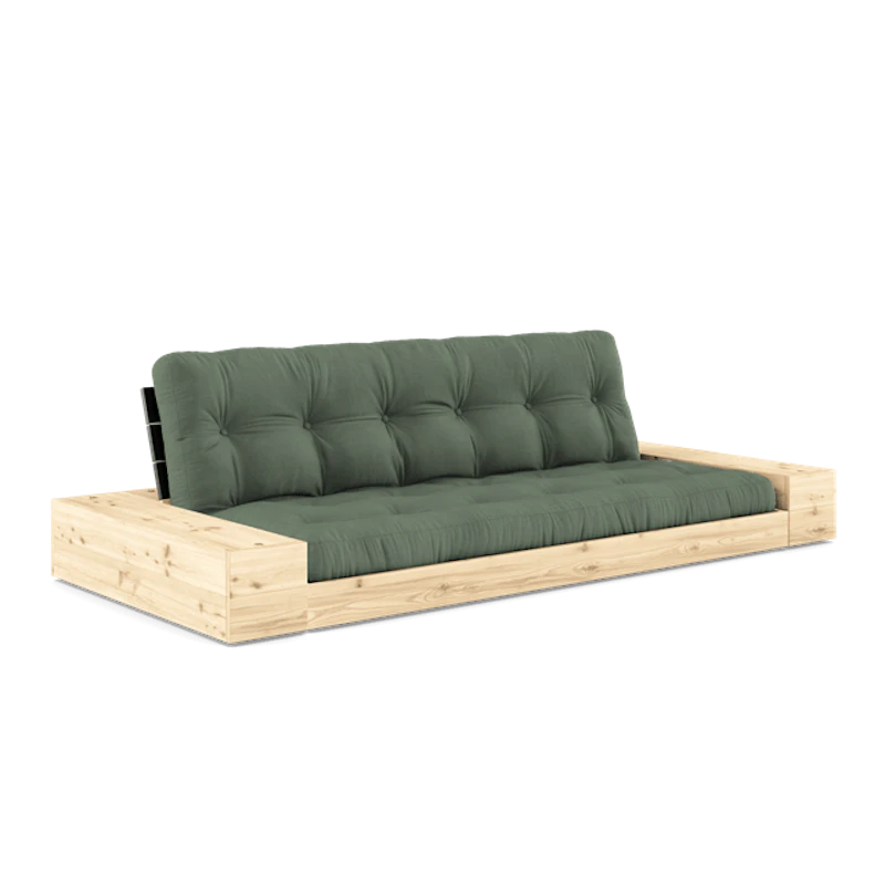 Base Sofa Bed With Side Box & 5-Layer Mattress Black Night/ Olive Green