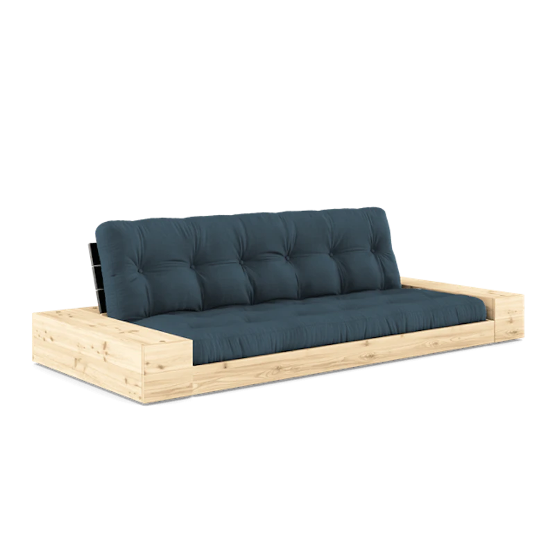 Base Sofa Bed With Side Box & 5-Layer Mattress Black Night/Petroleum