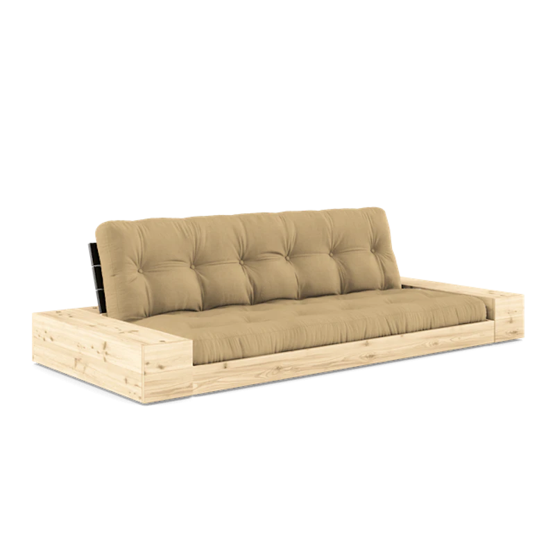 Base Sofa Bed With Side Box & 5-Layer Mattress Black Night/Wheat Beige