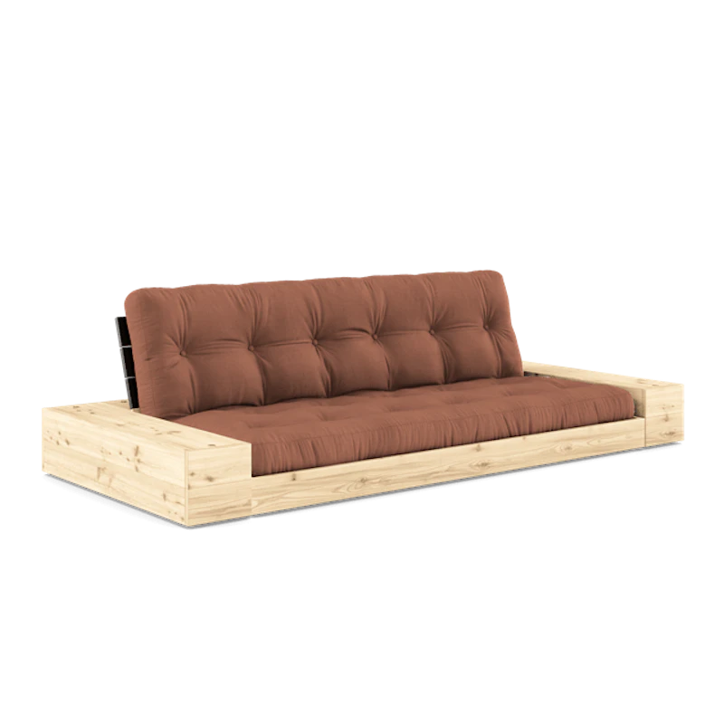 Base Sofa Bed With Side Box & 5-Layer Mattress Black Night/Clay Brown
