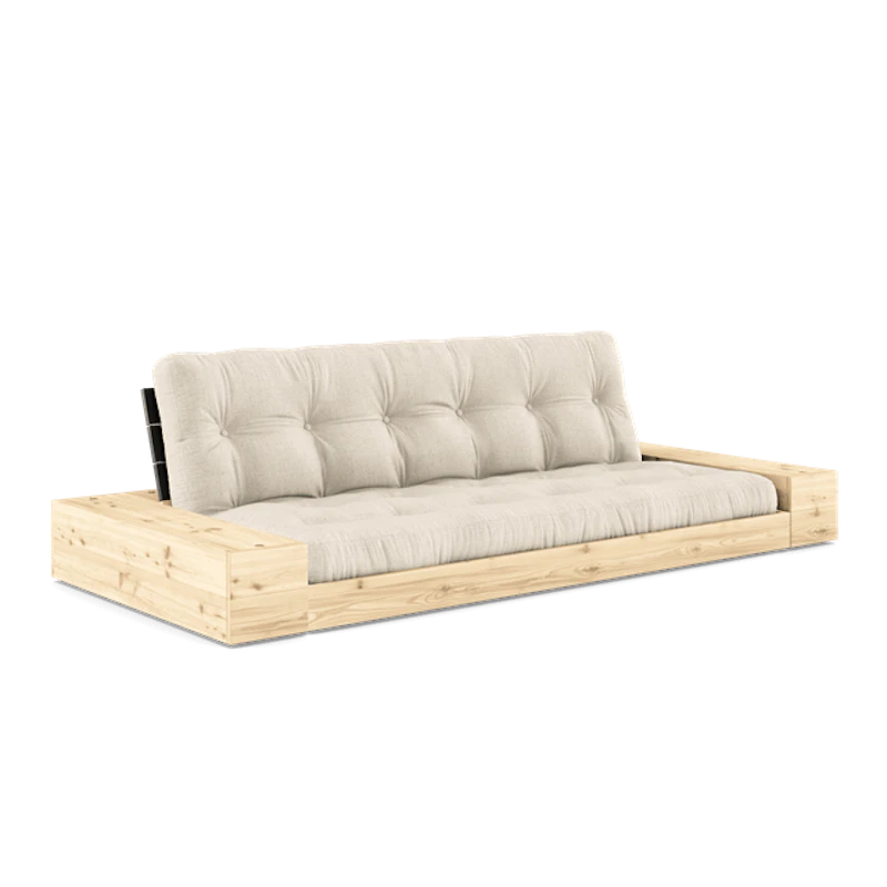 Base Sofa Bed With Side Box & 5-Layer Mattress Black Night/Linen