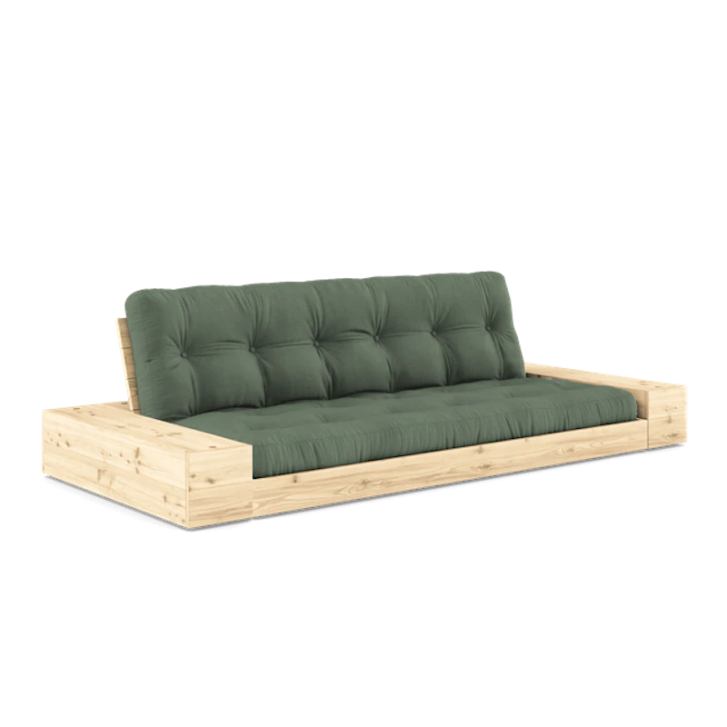Base Sofa Bed With Side Box & 5-Layer Mattress Clear/ Olive Green