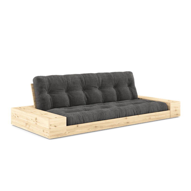 Base Sofa Bed With Side Box & 5-Layer Mattress Clear/ Charcoal