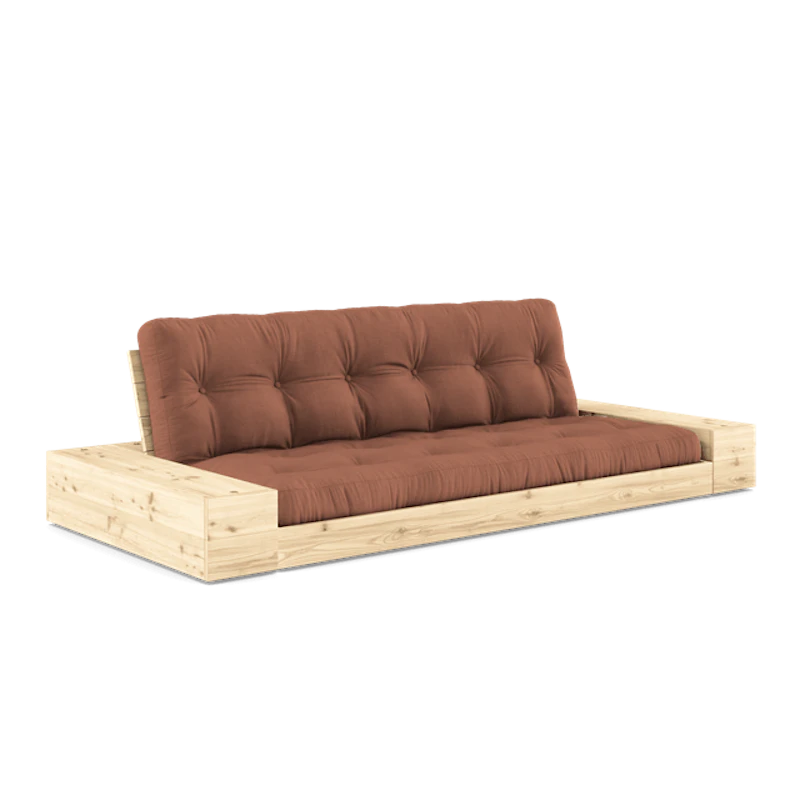 Base Sofa Bed With Side Box & 5-Layer Mattress Clear/Clay Brown