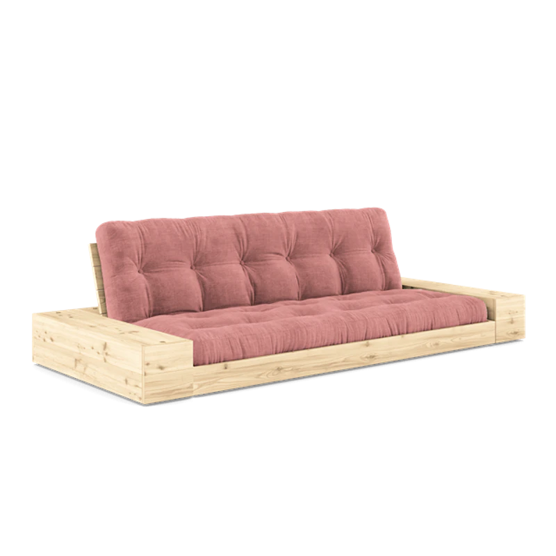 Base Sofa Bed With Side Box & 5-Layer Mattress Clear/ Sorbet Pink