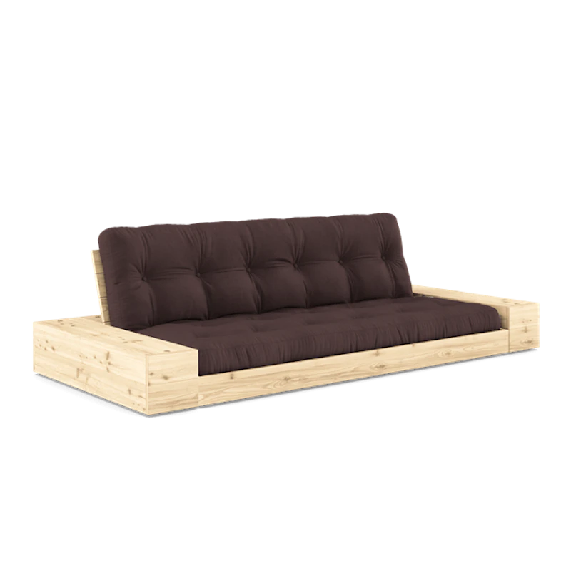 Base Sofa Bed With Side Box & 5-Layer Mattress Clear/ Brown