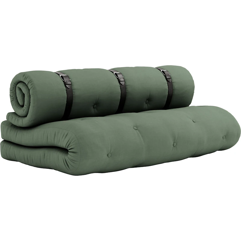Buckle-Up Sofa Mit Gürtel, Olive Green / Braun