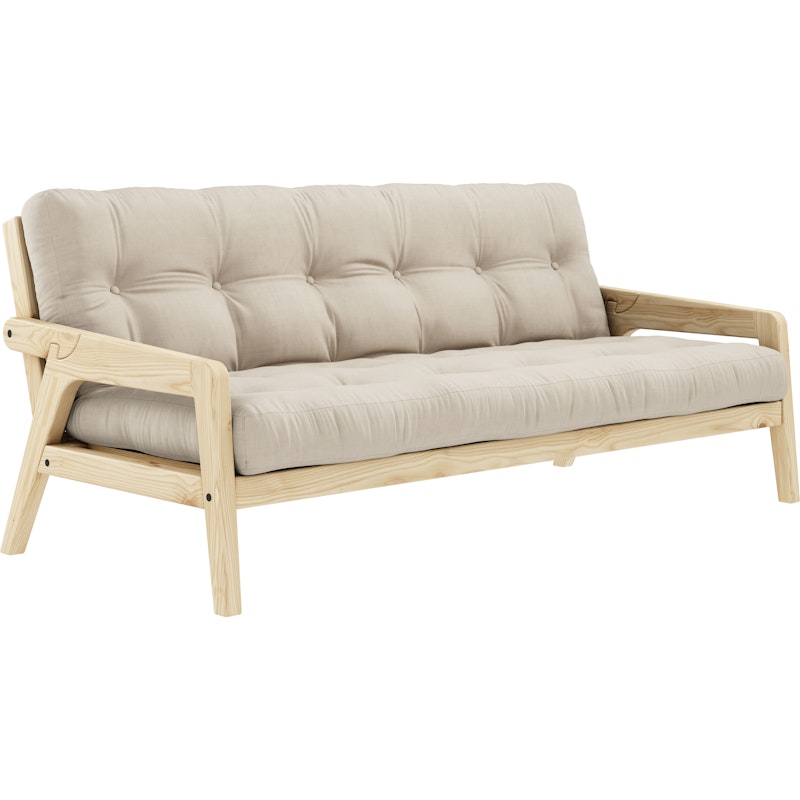 Grab Bettsofa Mit Matratze, Klar Lackiert / Beige