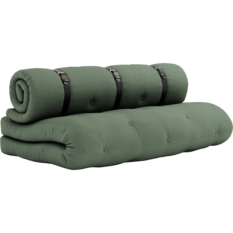 Buckle-Up Sofa Mit Gürtel, Olive Green / Braun