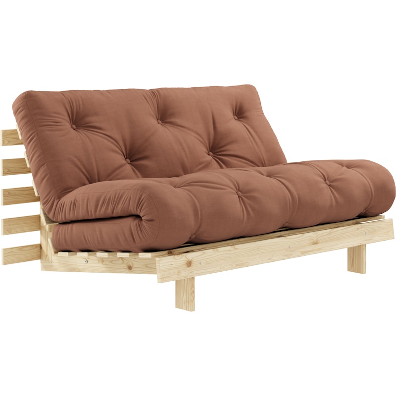 Roots 140 Bettsofa Mit Matratze, Raw / Clay Brown