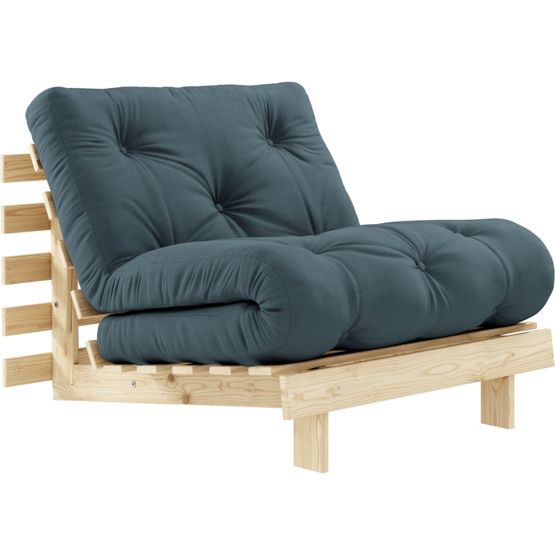 Roots 90 Loungesessel, Kiefernholz / Petrolblau