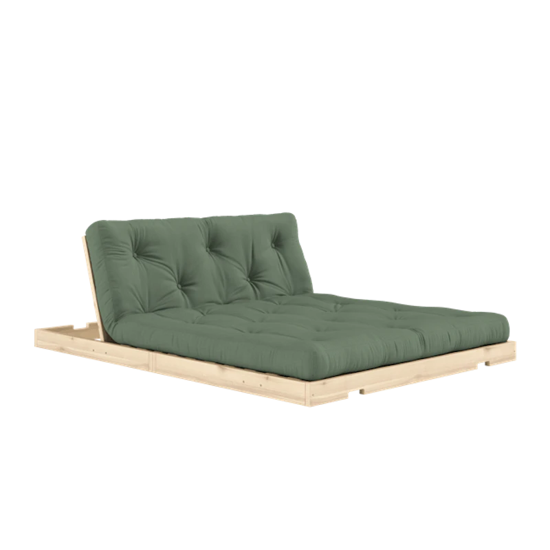 Flip Sofa Bed With Mattress 140x200 Olive Green/Raw