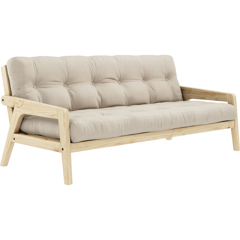 Grab Bettsofa Mit Matratze, Klar Lackiert / Beige
