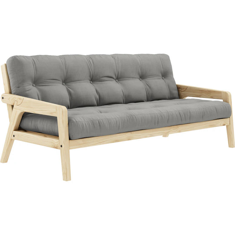 Grab Bettsofa Mit Matratze, Klar Lackiert / Grau