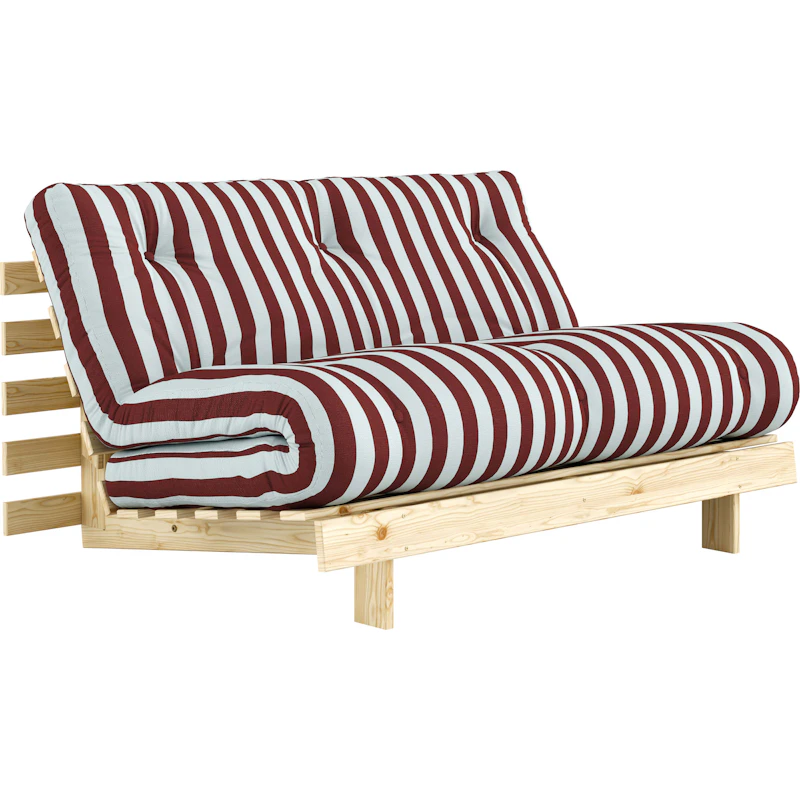 Roots Bettsofa 140x200 cm, Burgunderrot / Hellblau