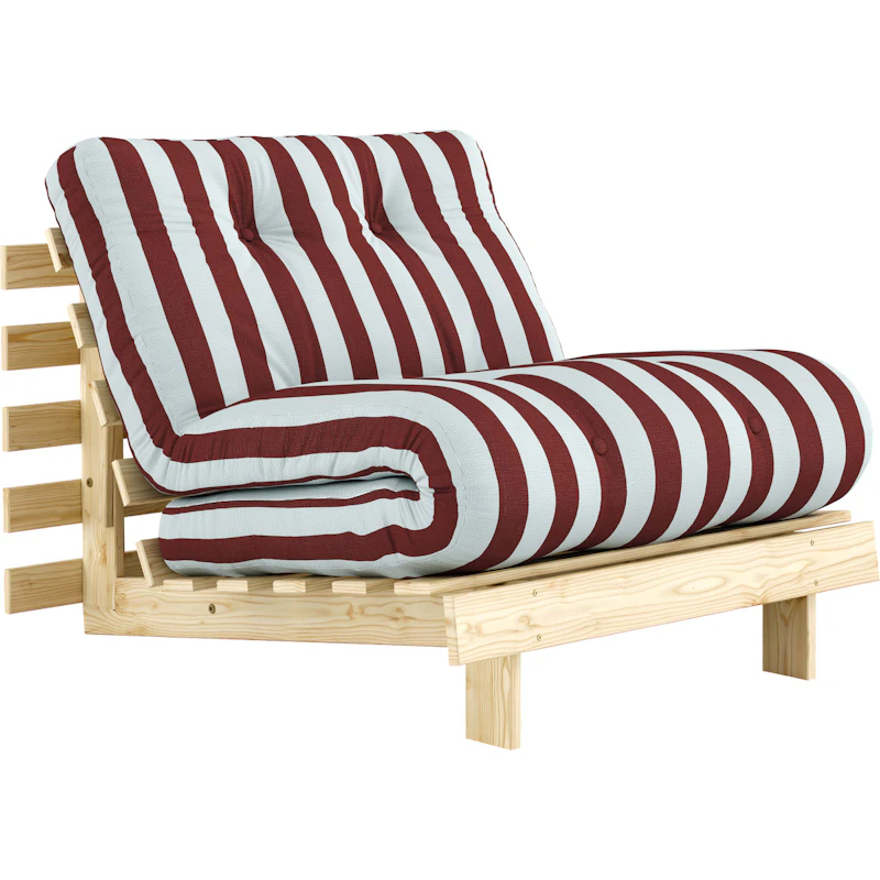 Roots Bettsofa 90x200 cm, Burgunderrot / Hellblau