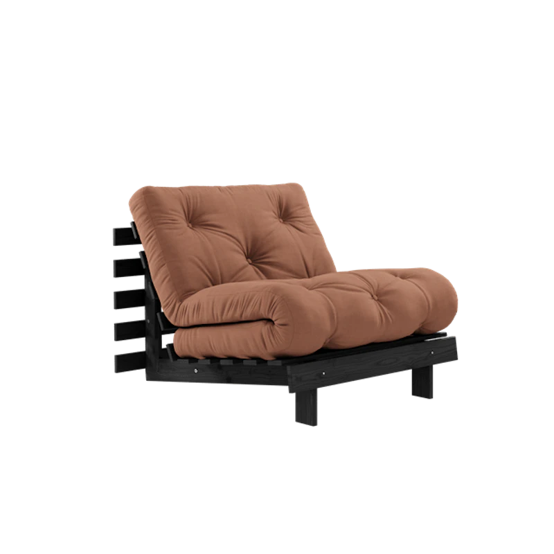 Roots Sofa Bed With Mattress 90x200 Black Night/Clay Brown